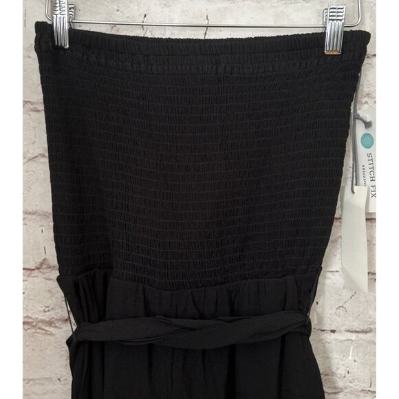 Nine Britton Stitch Fix Eryn Strapless Smocked Black Jumpsuit Size Small NEW - Picture 2 of 2